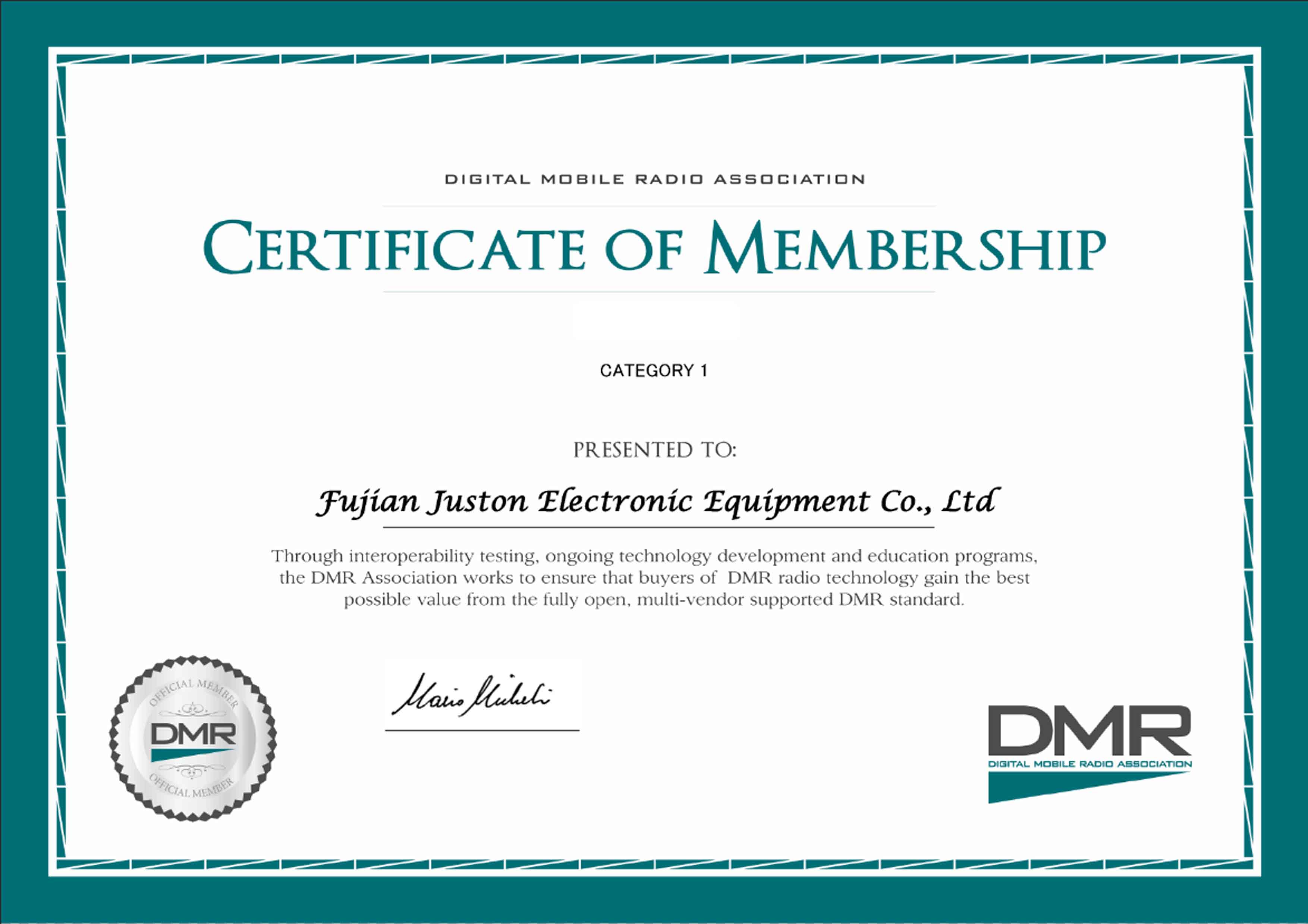 DMR Certificate